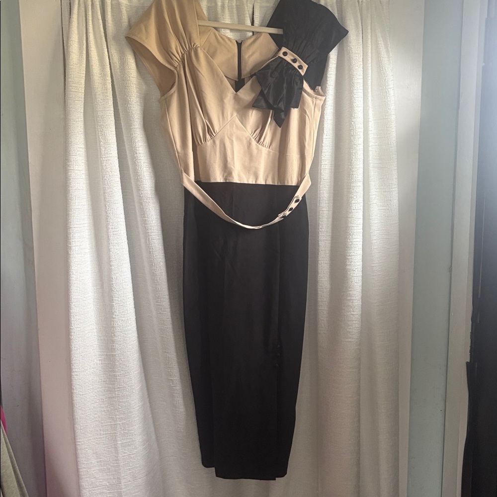 Stop Staring Tan and Black Vintage Dress size 14